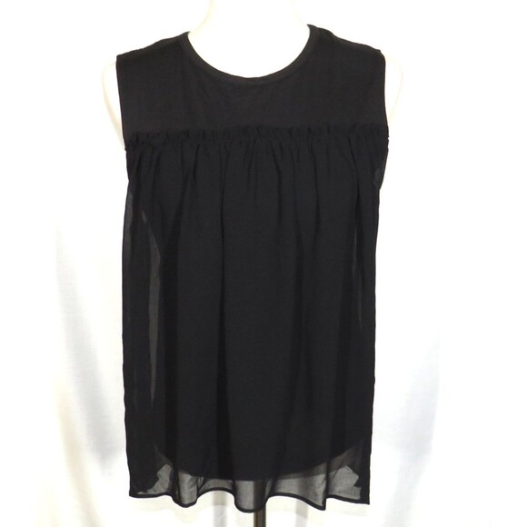 C Wonder Christian Siriano Black Ruffled Flowy Chiffon Overlay High Low Top XS - Picture 4 of 11